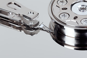 Image showing close up of open hard disk 