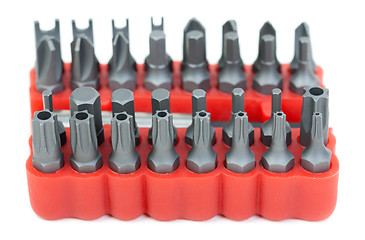 Image showing set of heads for screwdriver in red box