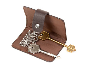 Image showing Leather Purse for Keys Isolated on White Background