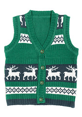 Image showing knitted vest with a Christmas ornament (with deer)