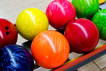 Image showing Colorful bowling balls