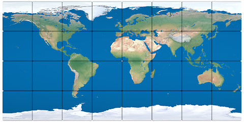 Image showing World map made of blocks