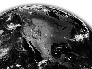 Image showing North America on black Earth