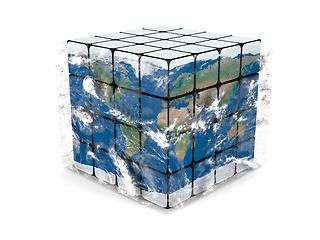 Image showing Earth cube with atmosphere