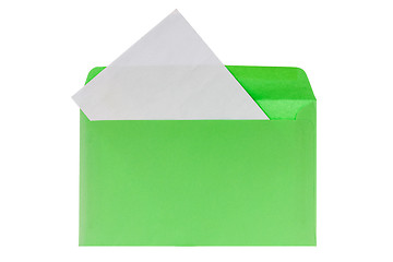 Image showing Green envelope with blank letter