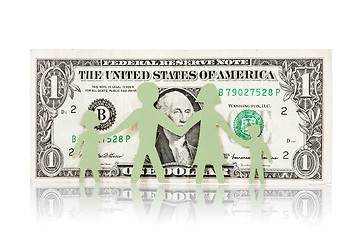 Image showing Paper family and one dollar banknote 