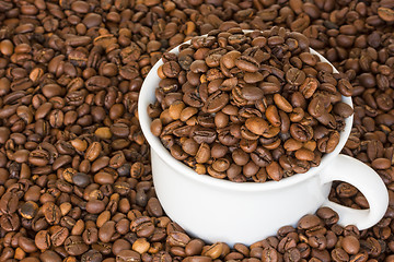 Image showing Cup full of  coffee beans