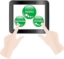 Image showing digital tablet in hands over white background