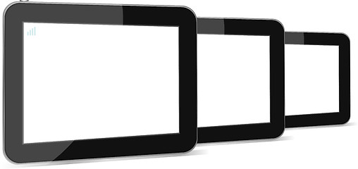 Image showing Set of digital tablets with blank screen isolated on white