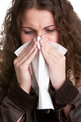 Image showing Sick Woman Sneezing