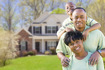 Image showing African American Family In Front of Beautiful House