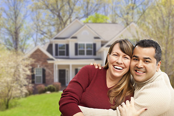 Image showing Happy Mixed Race Couple in Front of House