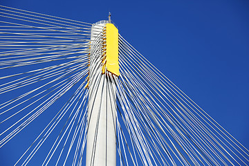 Image showing Suspension bridge with cables