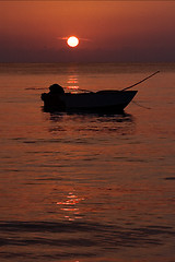 Image showing boat sunset red and relax