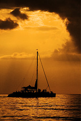 Image showing boat sunset yellow and relax