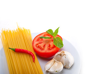 Image showing Italian spaghetti pasta tomato ingredients