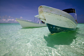 Image showing relax two boats in the blue lagoon 