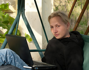 Image showing Blonde with laptop.