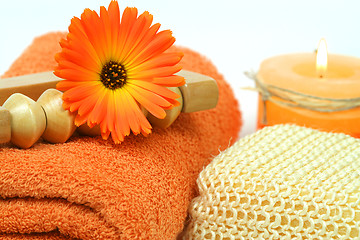 Image showing Orange spa tools