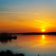 Image showing red sunset over river