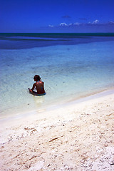 Image showing tropical lagoon hill navigable  froth cloudy  relax and coastlin