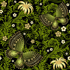 Image showing Spring green-gold seamless pattern