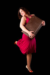 Image showing Pretty woman with suitcase