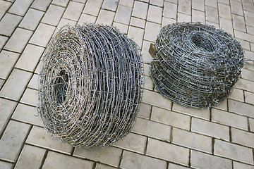 Image showing Bay of barbed wire