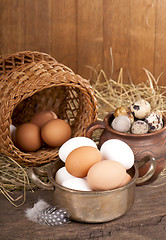 Image showing eggs on old wooden