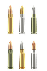 Image showing Set of different rifle ammunition cartridges