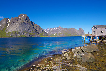 Image showing Old fishing port by fjord