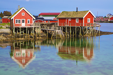 Image showing Norwegian fishing huts