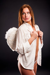 Image showing young sexy woman with angel wings