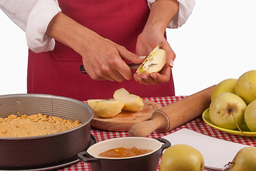 Image showing Cutting apples