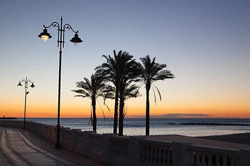 Image showing Sunrise on the Malaga beach