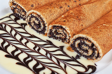 Image showing Pancakes with poppy seeds