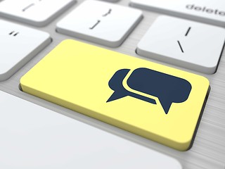 Image showing Blank Speech Bubbles on Computer Button.