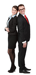 Image showing Young Business Couple- Back on Back