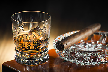 Image showing Whiskey and cigar