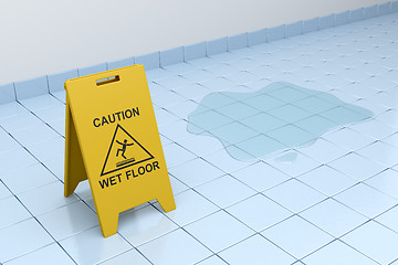 Image showing Caution wet floor