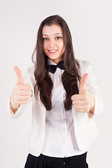 Image showing Attractive woman with thumb up