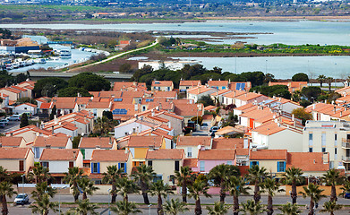 Image showing View of the gated community on the shore of the sea
