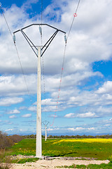 Image showing Row of rural electrical power lines