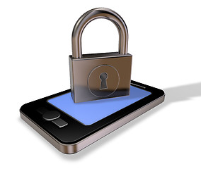 Image showing smartphone and padlock