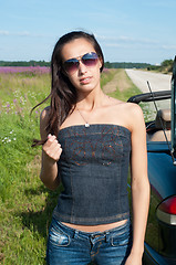 Image showing Beautiful brunette woman ib sunglasses