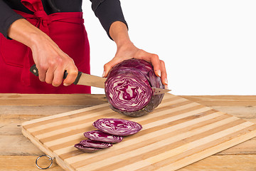 Image showing Chopping cabbage