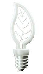 Image showing Environment: leaf or folium light bulb on white