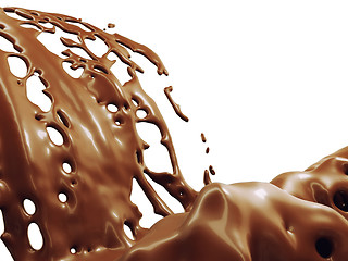 Image showing Hot chocolate or cocoa splashes flow isolated