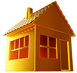 Image showing Costly realty: golden house shape isolated