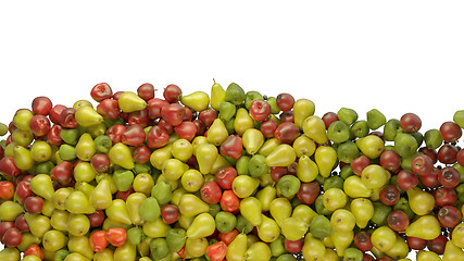 Image showing Fruit mix: heap of apples and pears isolated 